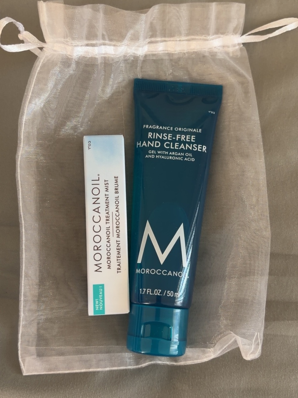 Moroccanoil Teal Blue Rinse-Free Hand Cleanser & hair Treatment Mist Duo